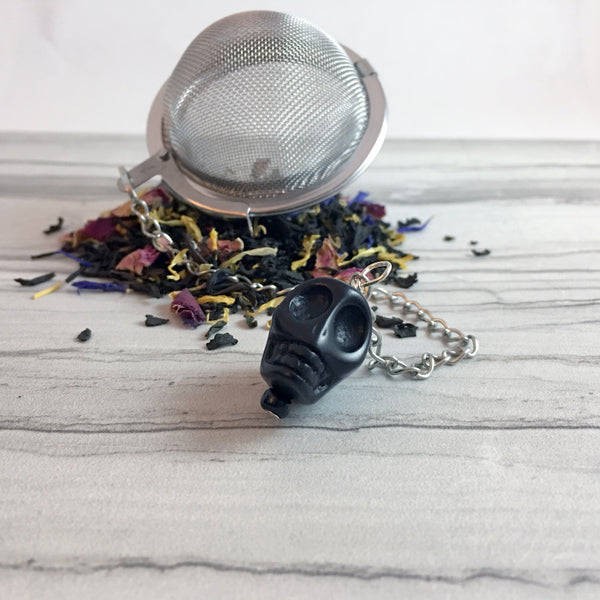 Tea Ball Infuser with Black Skull Bead