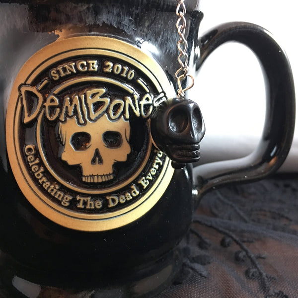 Tea Ball Infuser with Black Skull Bead
