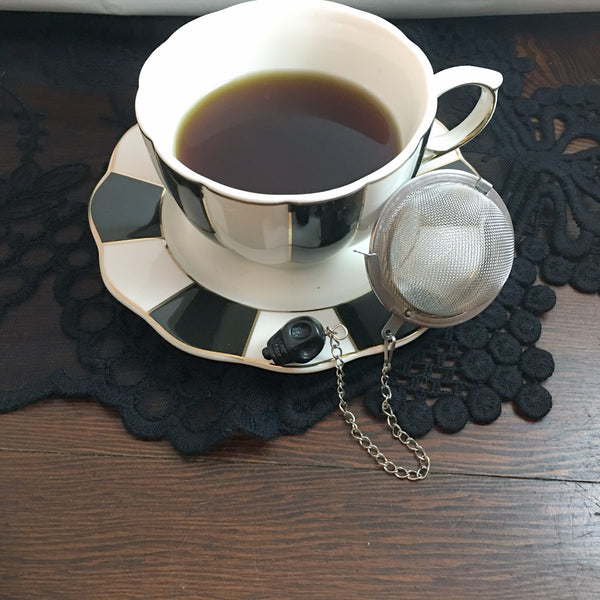Tea Ball Infuser with Black Skull Bead