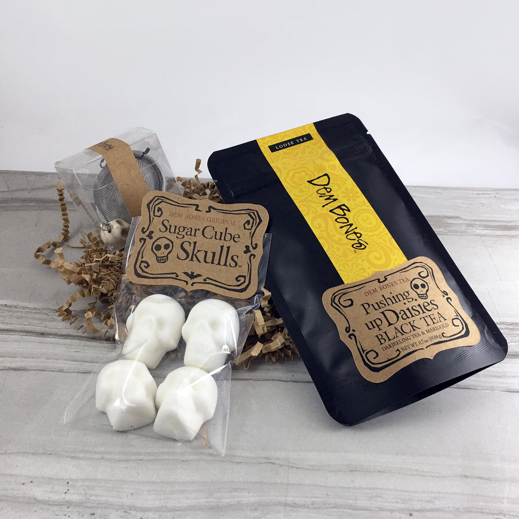 Tea Git Box, Pushing Up Daisies Tea, Skull Sugar Cubes Tea Infuser Ball