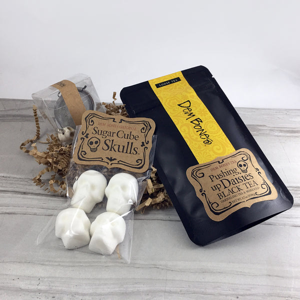 Tea Git Box, Pushing Up Daisies Tea, Skull Sugar Cubes Tea Infuser Ball