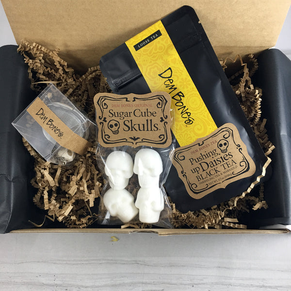 Tea Git Box, Pushing Up Daisies Tea, Skull Sugar Cubes Tea Infuser Ball