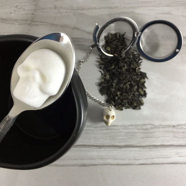Tea Git Box, Wake the Dead Tea, Skull Sugar Cubes, Tea Infuser Ball