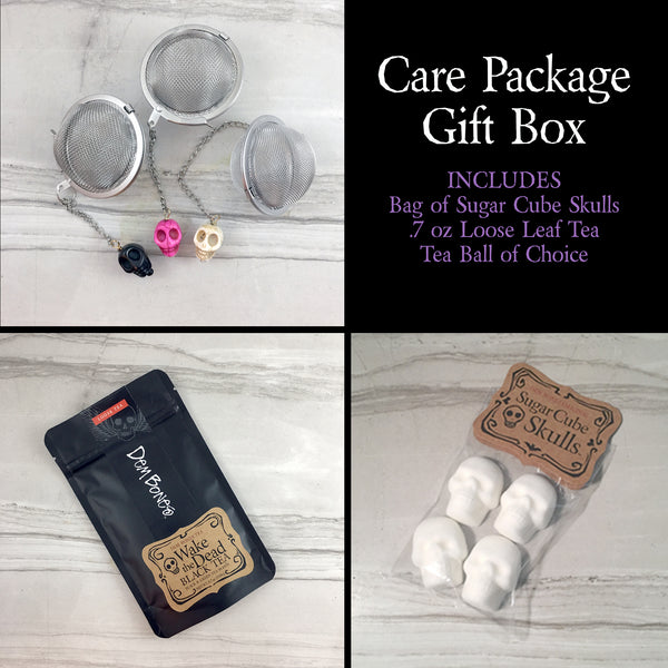 Tea Git Box, Wake the Dead Tea, Skull Sugar Cubes, Tea Infuser Ball