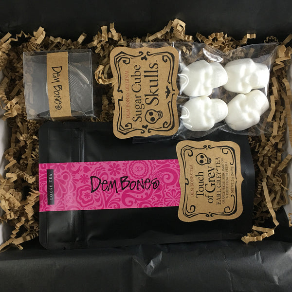 Tea Git Box, Touch Of Grey Tea, Skull Sugar Cubes, Tea Infuser Ball