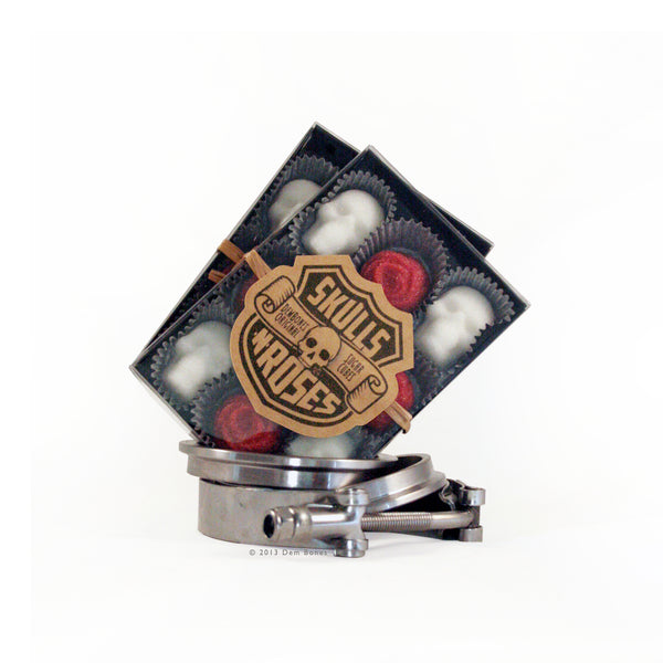 Skulls-N-Roses Sugar Cubes, Skull Shaped Sugar Cubes with Purple Roses