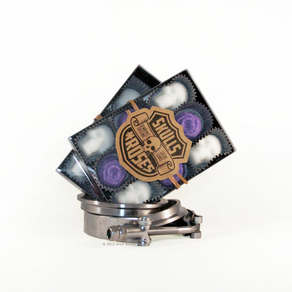 Skulls-N-Roses Sugar Cubes, Skull Shaped Sugar Cubes with Purple Roses