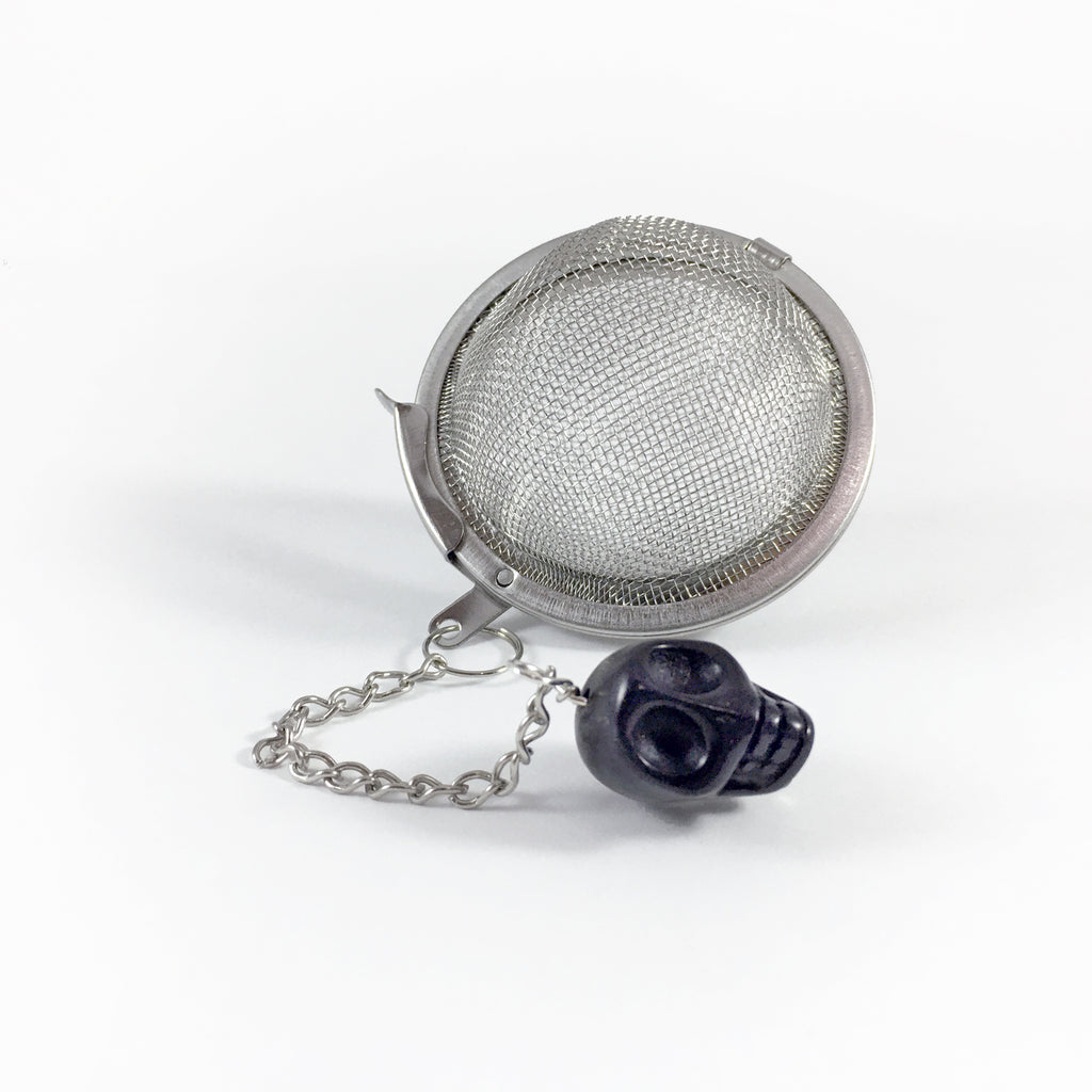 Tea Ball Infuser with Black Skull Bead