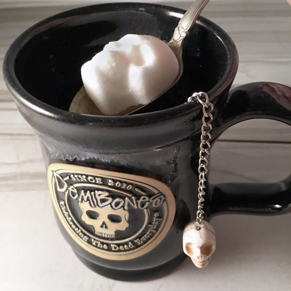 Tea Ball Infuser with White Skull Bead